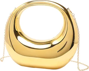 Women's Acrylic Handheld Moon Bag Fashionable And Personalized Metal Evening Handbag Elegant Evening Shoulder Bag