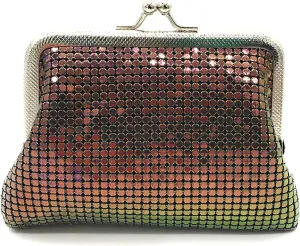 Womens Coin Purse Metal Mesh Kiss Lock Clasp (Multi)
