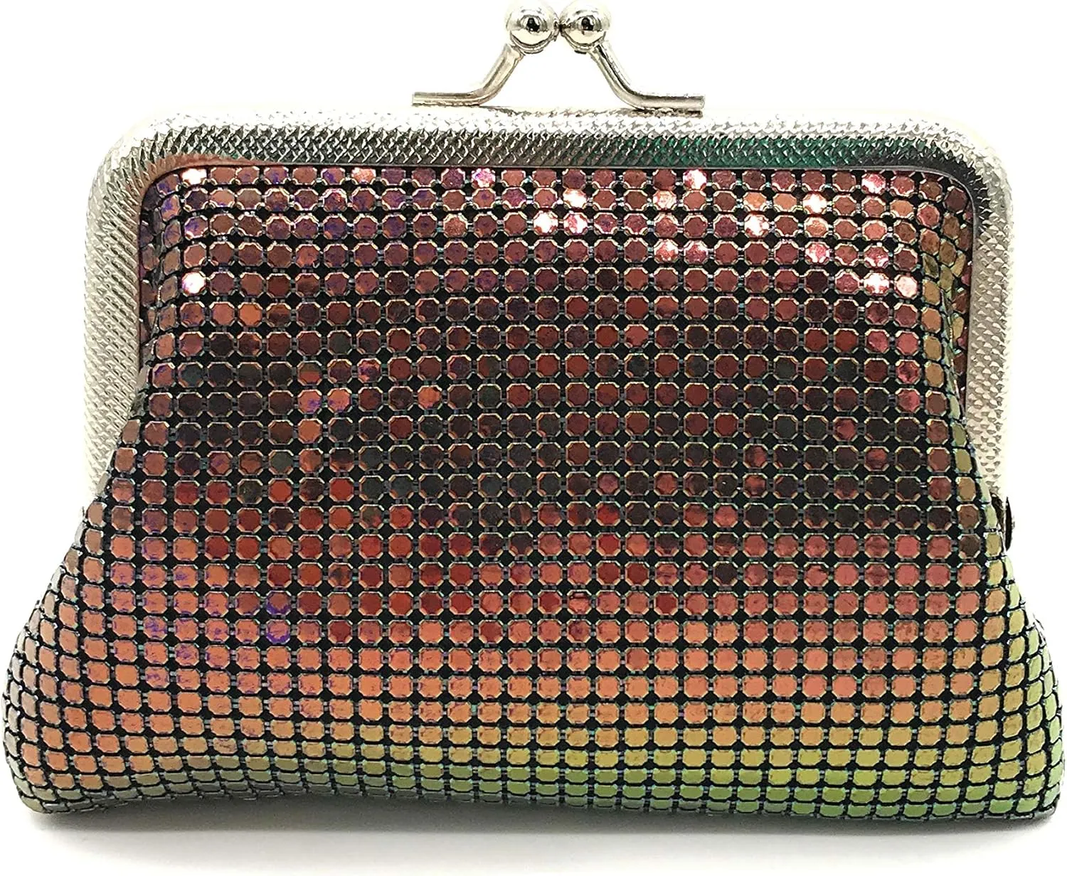 Womens Coin Purse Metal Mesh Kiss Lock Clasp (Multi)