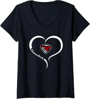 Womens Desert Oasis Diamondbacks Logo Half Heart Slogan HS V-Neck T-Shirt