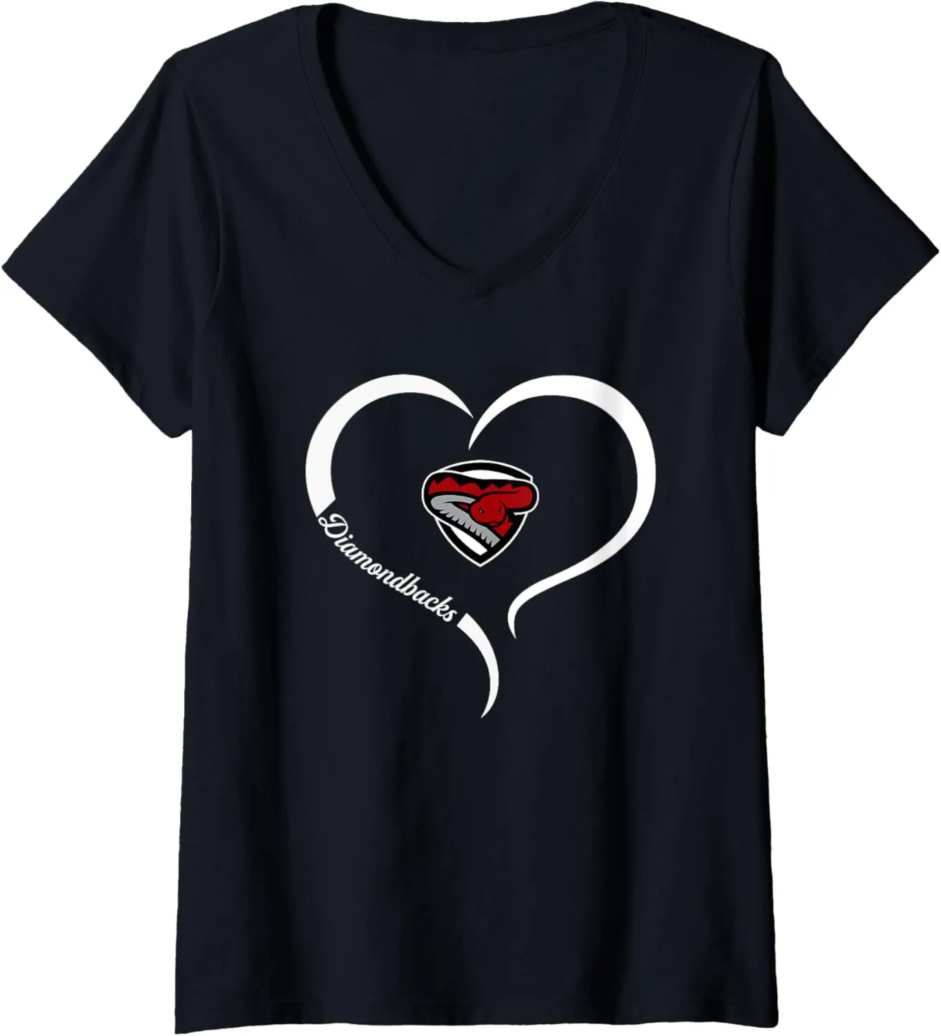 Womens Desert Oasis Diamondbacks Logo Half Heart Slogan HS V-Neck T-Shirt