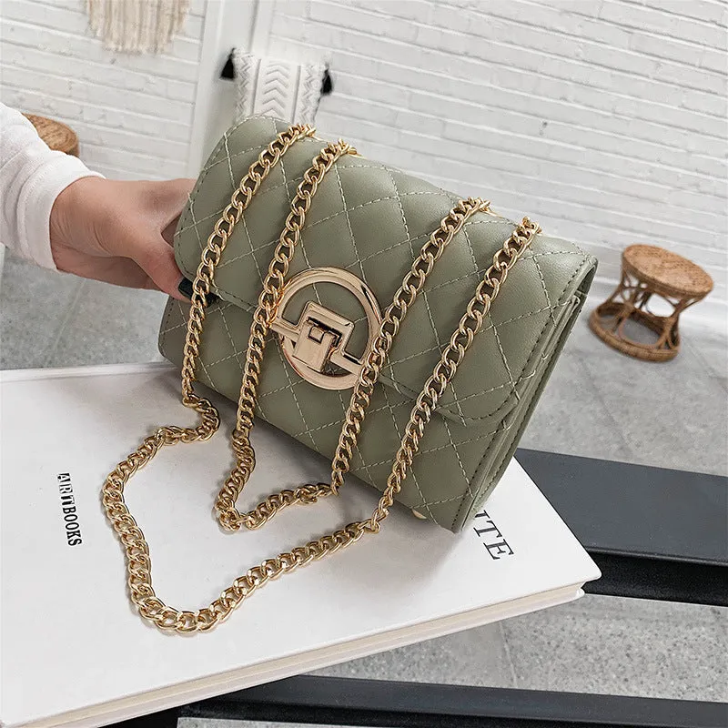Women's Fashion Trendy Western Style Texture Chain Shoulder Bags