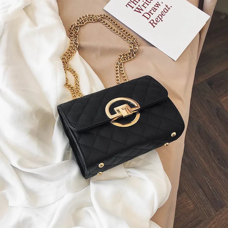 Women's Fashion Trendy Western Style Texture Chain Shoulder Bags