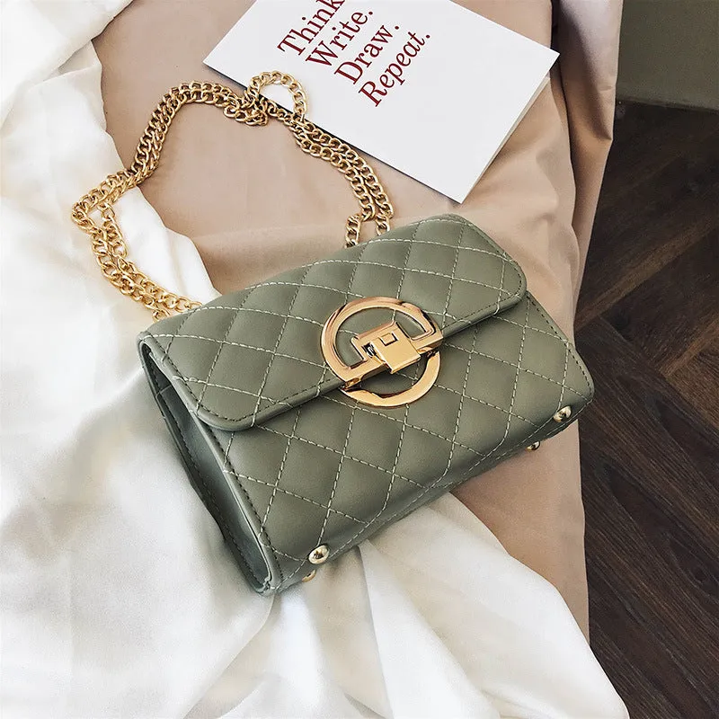 Women's Fashion Trendy Western Style Texture Chain Shoulder Bags