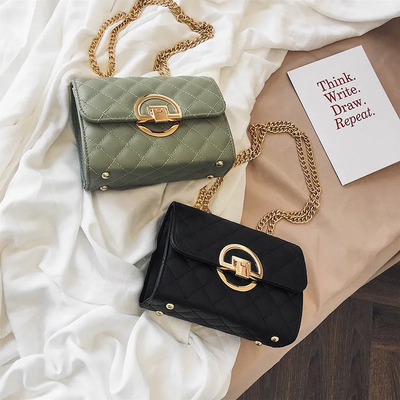 Women's Fashion Trendy Western Style Texture Chain Shoulder Bags