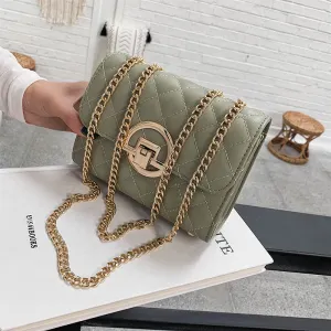 Women's Fashion Trendy Western Style Texture Chain Shoulder Bags
