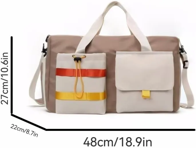 Women's Gym Bag with Shoe Compartment, Travel Bag for Women Overnight Bag Duffel,Small Yet Spacious. Holds well after workouts, great for toiletries. (khaki)