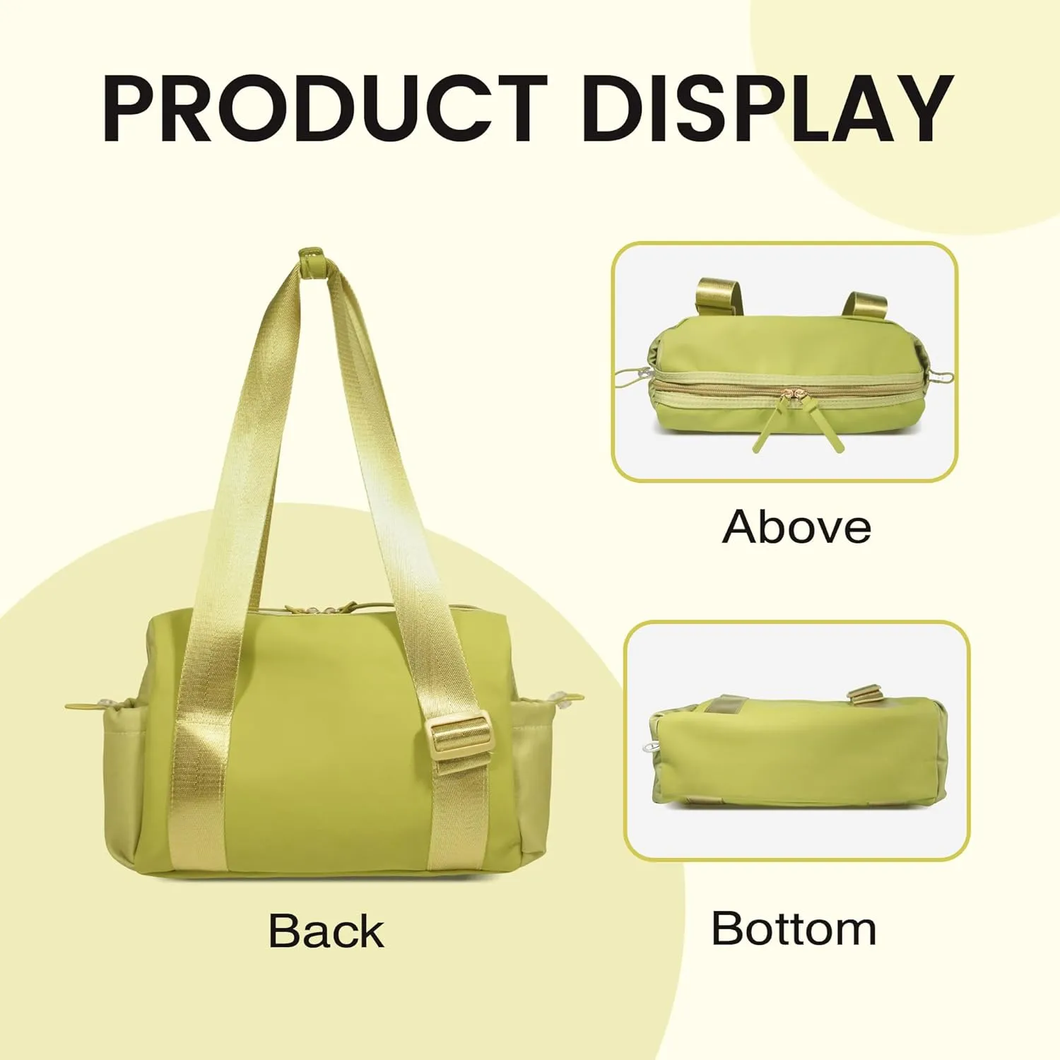 Women's Gym Tote Bag with Wet Compartment, Green, 7 x 12 x 4.5 inches