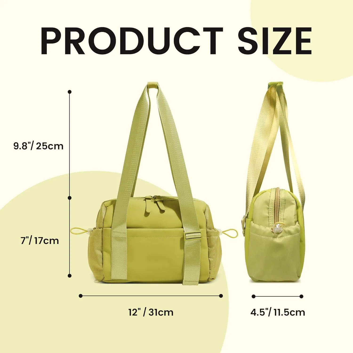 Women's Gym Tote Bag with Wet Compartment, Green, 7 x 12 x 4.5 inches