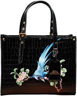 Women's Leather Bags and Handbags Crocodile Vintage Embossed Top Handle Crossbody with Shoulder Strap