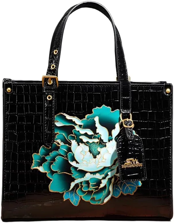 Women's Leather Bags and Handbags Crocodile Vintage Embossed Top Handle Crossbody with Shoulder Strap