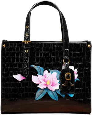 Women's Leather Bags and Handbags Crocodile Vintage Embossed Top Handle Crossbody with Shoulder Strap