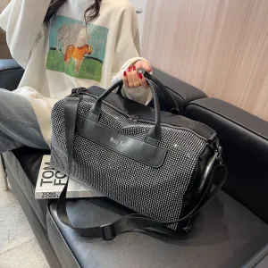 Women's Leather Rhinestone Travel Bag