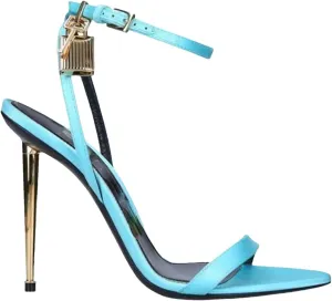 Women's Metal Lock Ankle Sandals, Patente Leather Cat walk High Heels