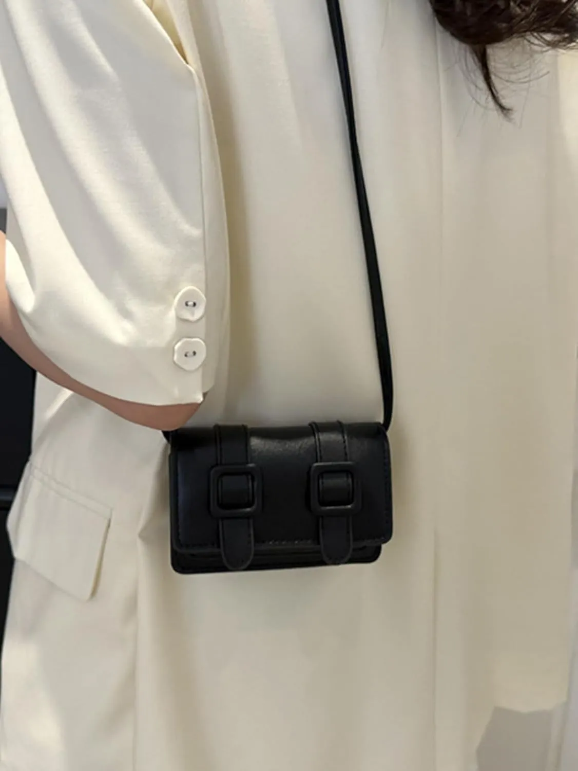 Women's Mini Square Saddle Bags Y2K Buckle Handbag Shoulder Crossbody Underarm Purse Tote Bag