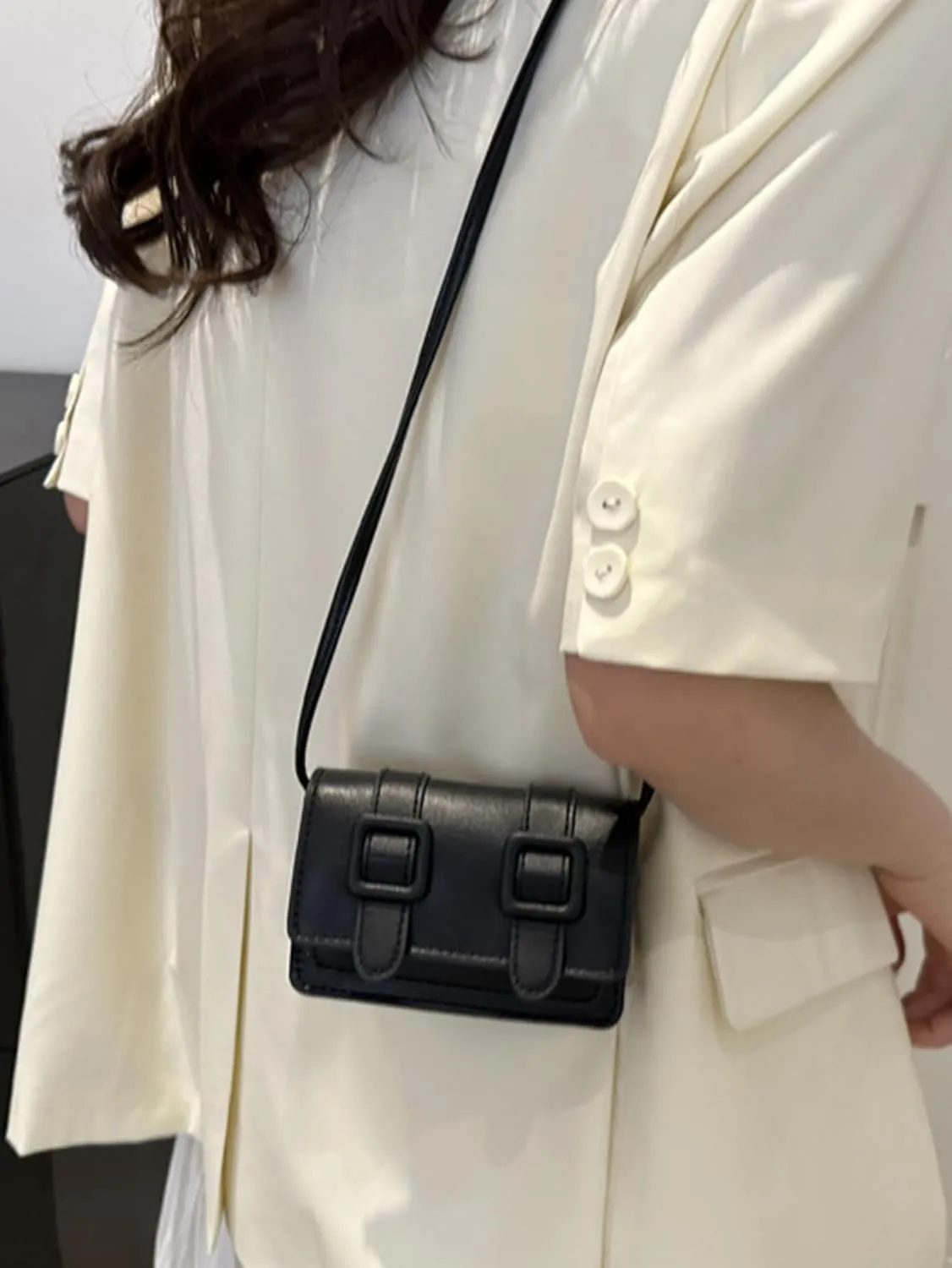 Women's Mini Square Saddle Bags Y2K Buckle Handbag Shoulder Crossbody Underarm Purse Tote Bag