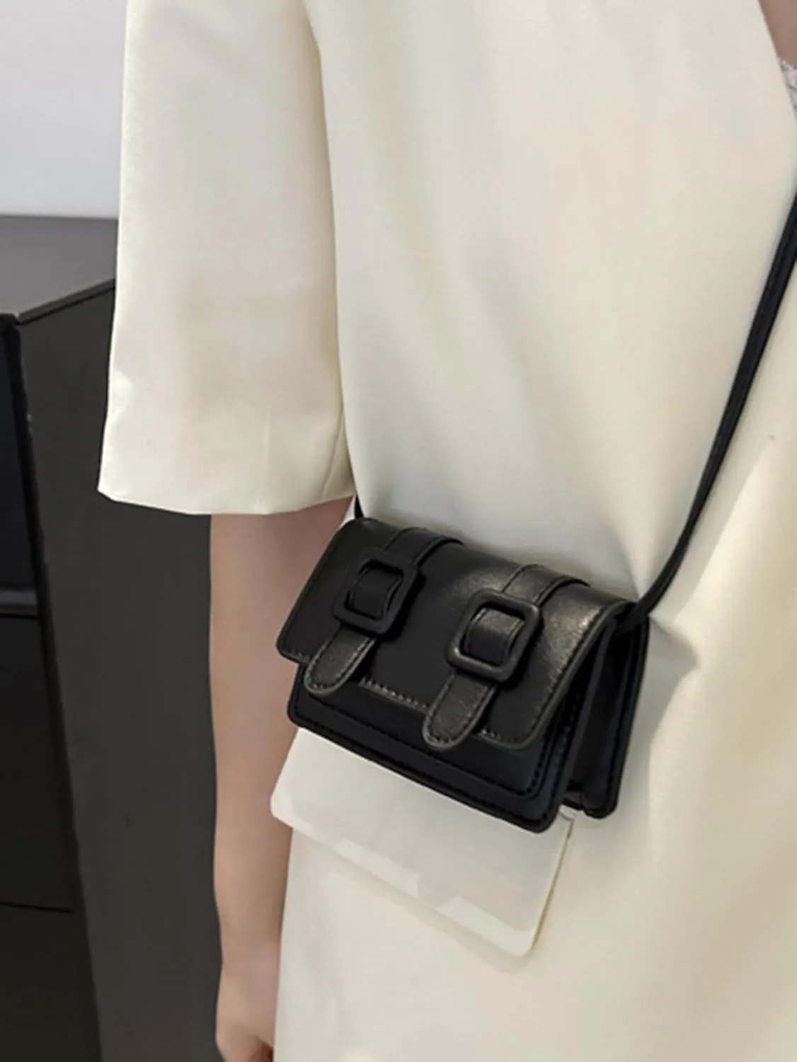 Women's Mini Square Saddle Bags Y2K Buckle Handbag Shoulder Crossbody Underarm Purse Tote Bag