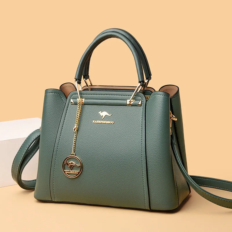 Women's Versatile Leather Large Capacity Handbag