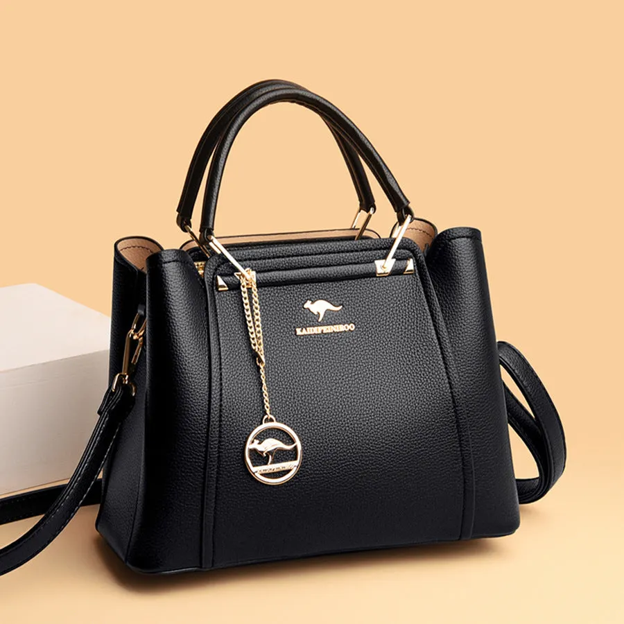 Women's Versatile Leather Large Capacity Handbag
