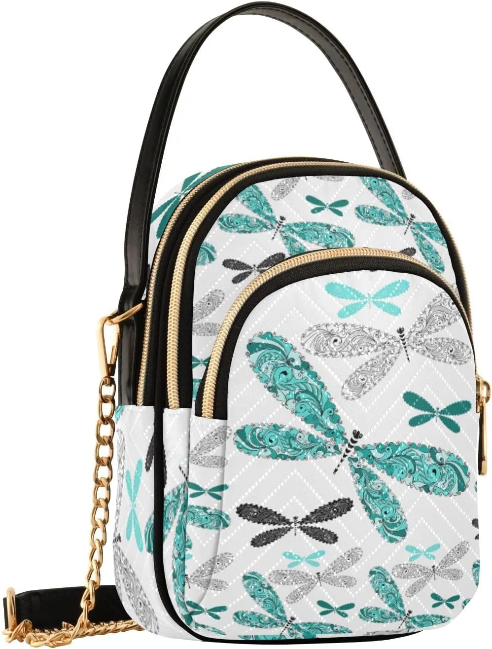 Women's Wave Cross Body Chest Bag, 52 inch Gold Chain Shoulder Handbag Purse