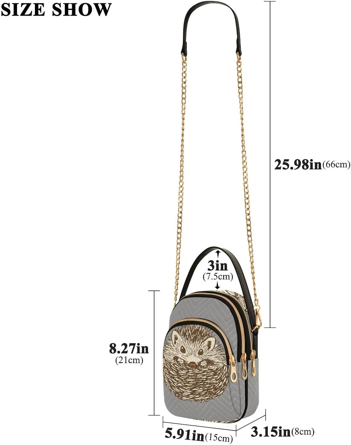 Women's Wave Cross Body Chest Bag, 52 inch Gold Chain Shoulder Handbag Purse