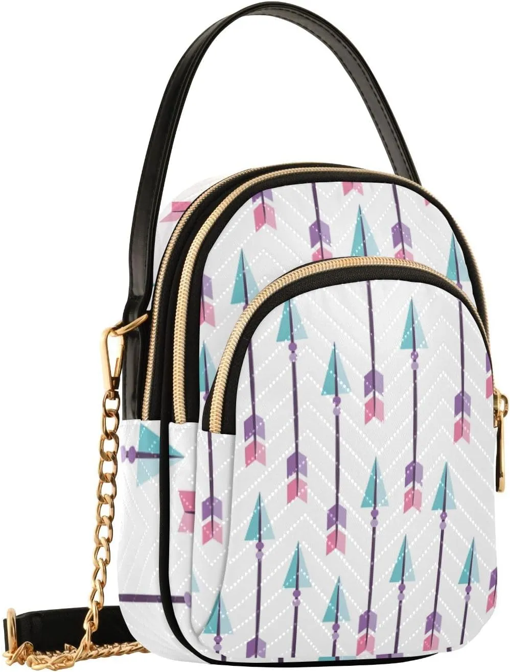 Women's Wave Cross Body Chest Bag, 52 inch Gold Chain Shoulder Handbag Purse