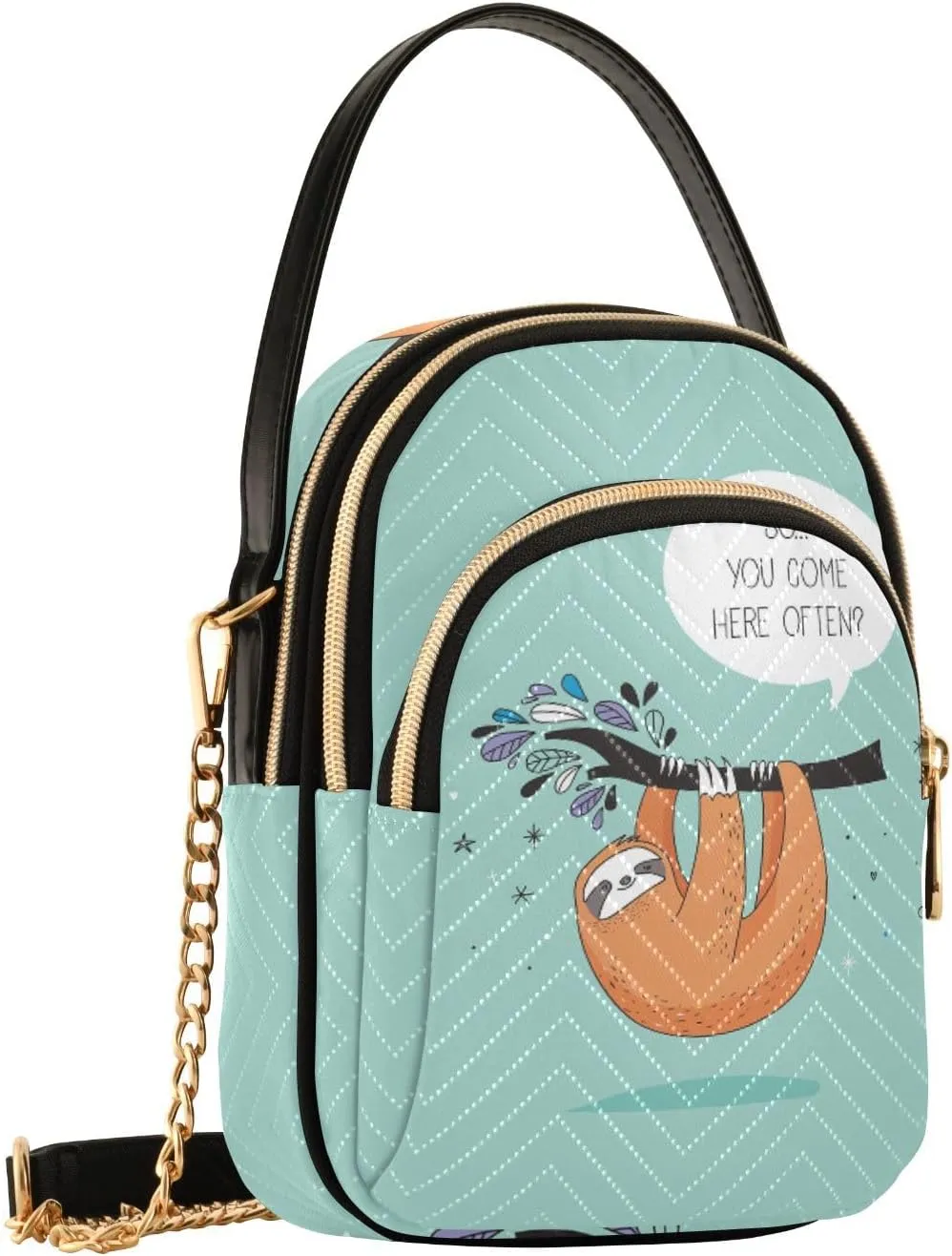 Women's Wave Cross Body Chest Bag, 52 inch Gold Chain Shoulder Handbag Purse