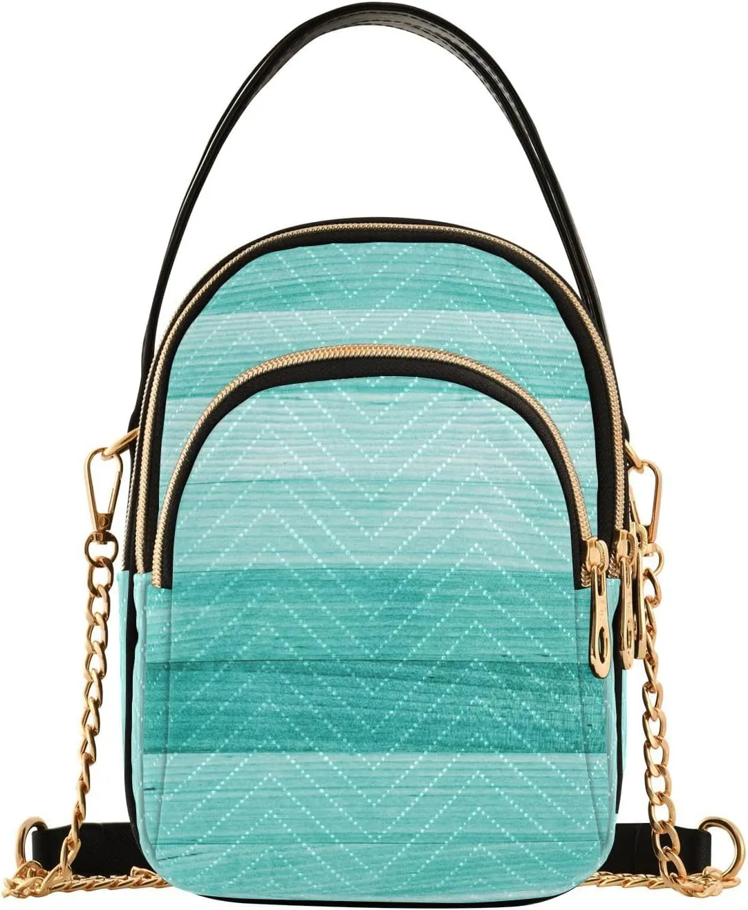 Women's Wave Cross Body Chest Bag, 52 inch Gold Chain Shoulder Handbag Purse