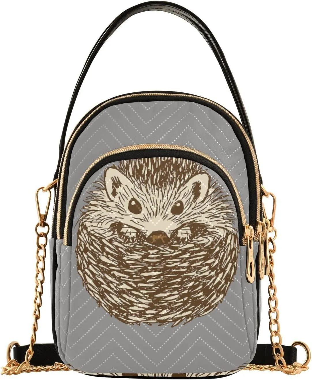 Women's Wave Cross Body Chest Bag, 52 inch Gold Chain Shoulder Handbag Purse