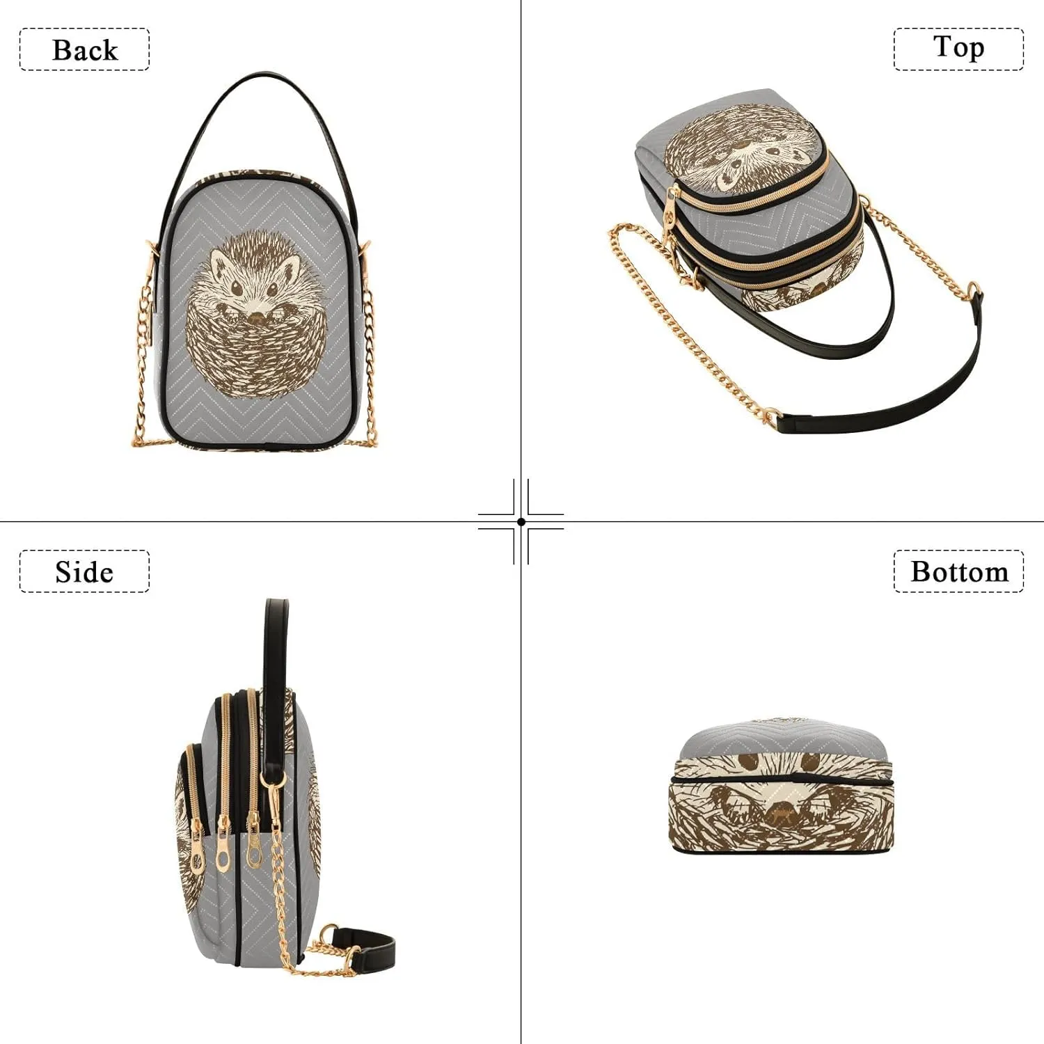 Women's Wave Cross Body Chest Bag, 52 inch Gold Chain Shoulder Handbag Purse