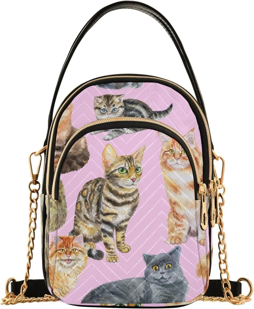 Women's Wave Cross Body Chest Bag, 52 inch Gold Chain Shoulder Handbag Purse