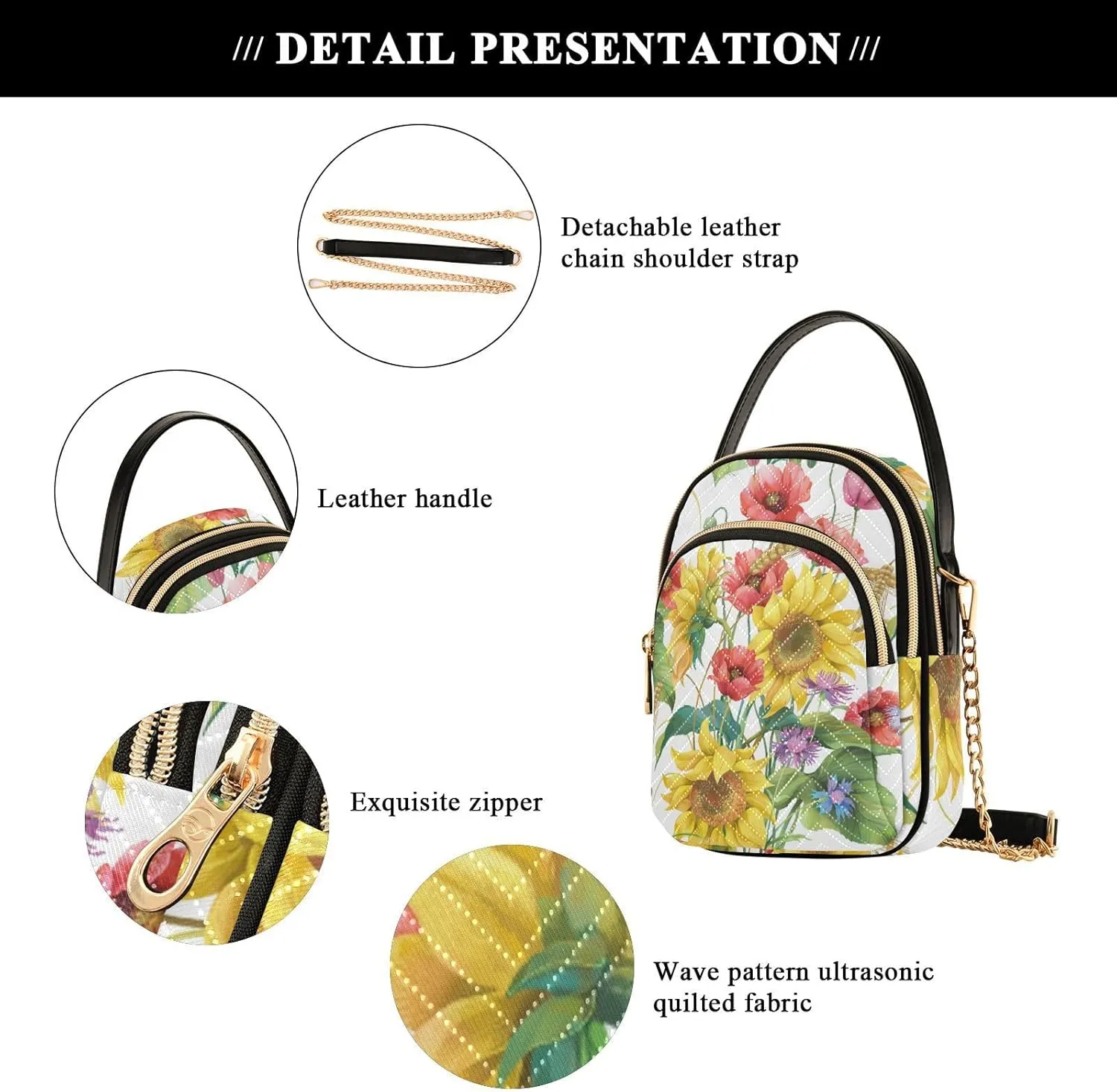 Women's Wave Cross Body Chest Bag, 52 inch Gold Chain Shoulder Handbag Purse