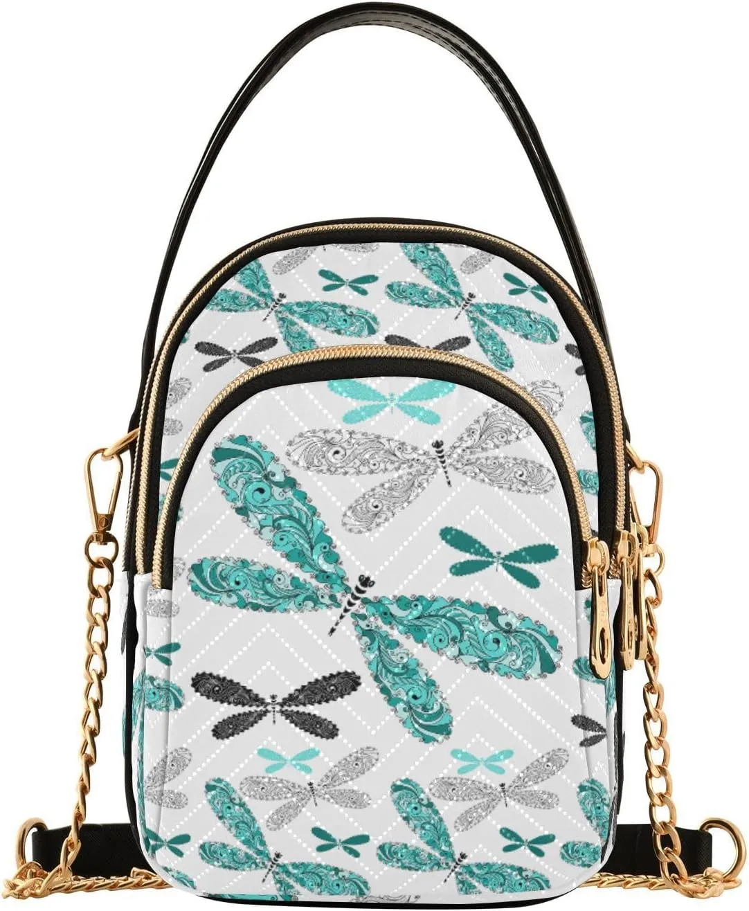 Women's Wave Cross Body Chest Bag, 52 inch Gold Chain Shoulder Handbag Purse