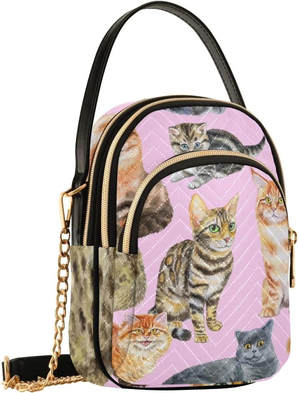 Women's Wave Cross Body Chest Bag, 52 inch Gold Chain Shoulder Handbag Purse