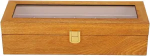 Wooden 6 Grid Watch Display Box Transparent Window Anti Slip Watch Storage Box, Watch Storage Box Cabinets CasesAccessories