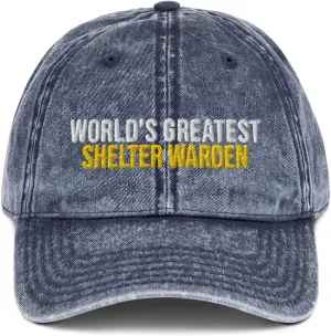 World's Greatest Shelter Warden Hat (Embroidered Vintage Cotton Twill Cap) Shelter Warden Apparel