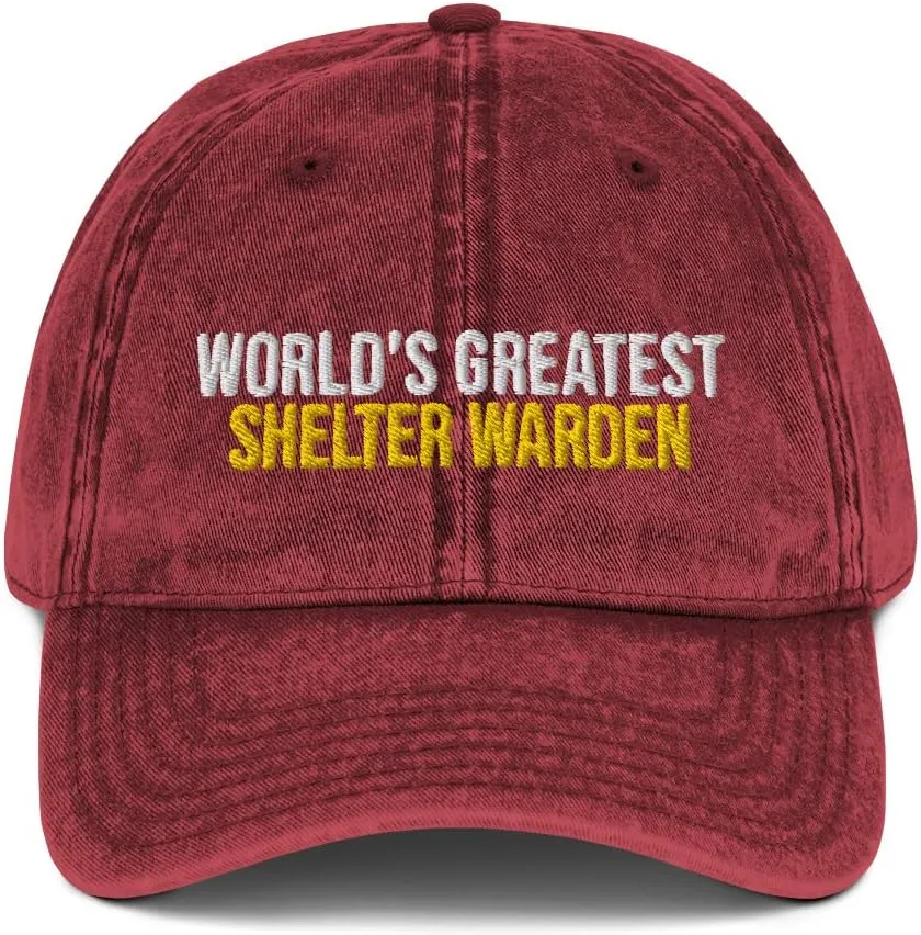World's Greatest Shelter Warden Hat (Embroidered Vintage Cotton Twill Cap) Shelter Warden Apparel