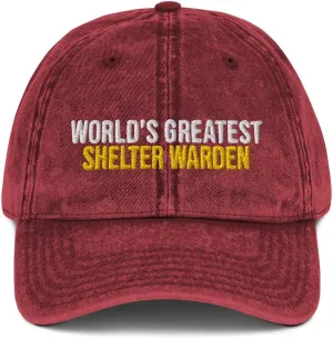 World's Greatest Shelter Warden Hat (Embroidered Vintage Cotton Twill Cap) Shelter Warden Apparel