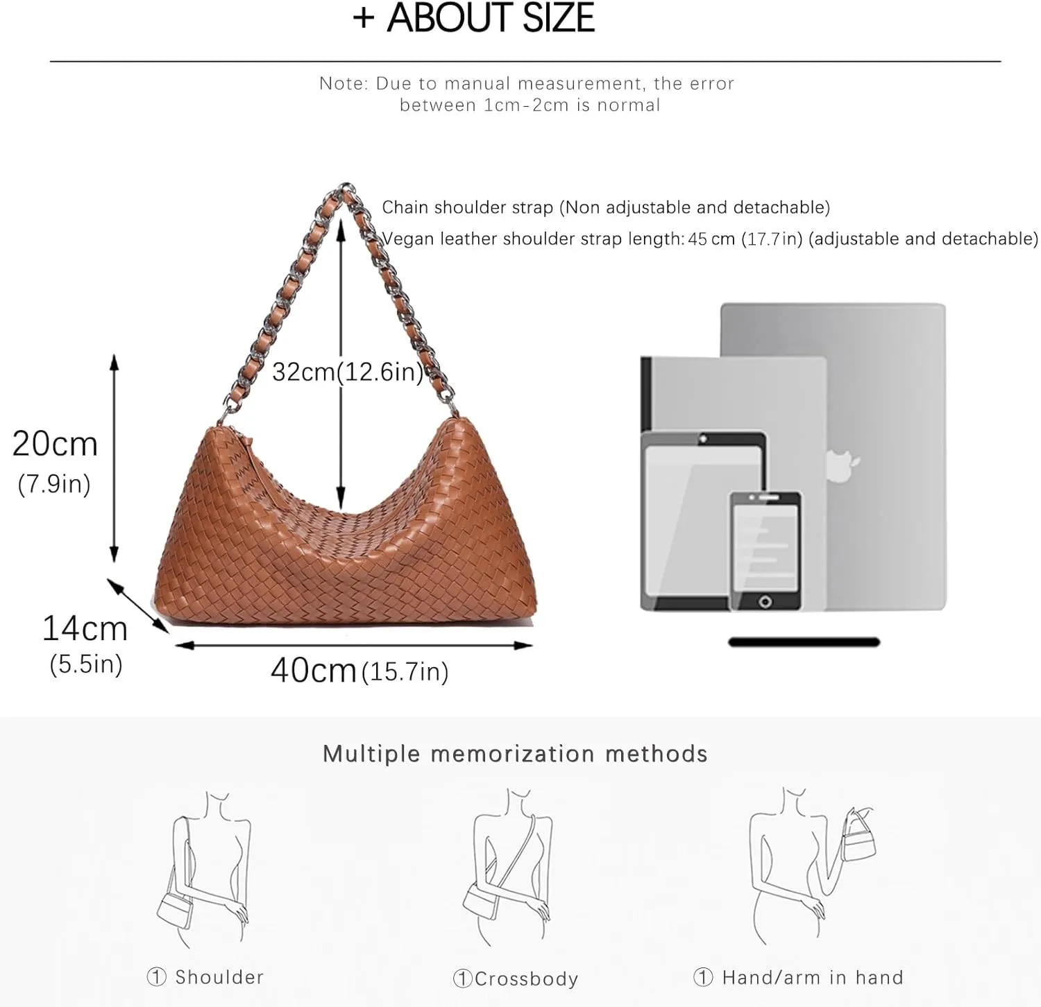 Woven Bag for Women, Fashion Top Handle Shoulder Bag Soft Vegan Leather Shopper Bag