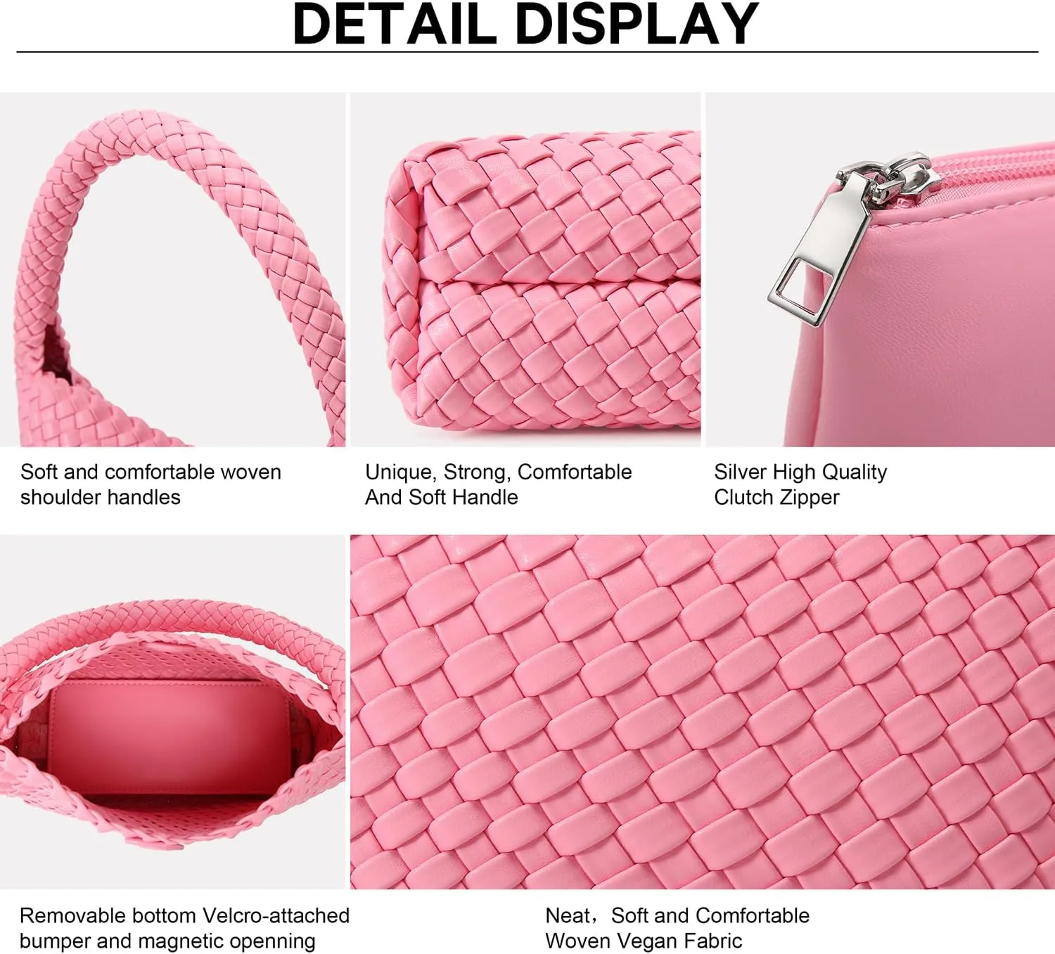 Woven Bag for Women, Small Vegan Leather Summer Beach Purse, and Travel Handbags Ladies' Retro Chic Shoulder Bags