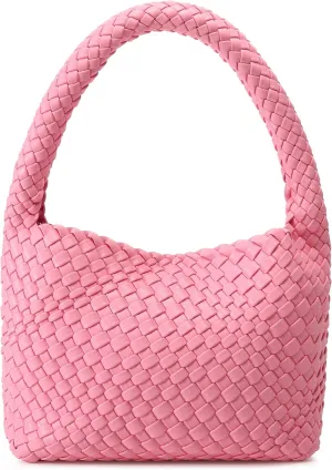 Woven Bag for Women, Small Vegan Leather Summer Beach Purse, and Travel Handbags Ladies' Retro Chic Shoulder Bags