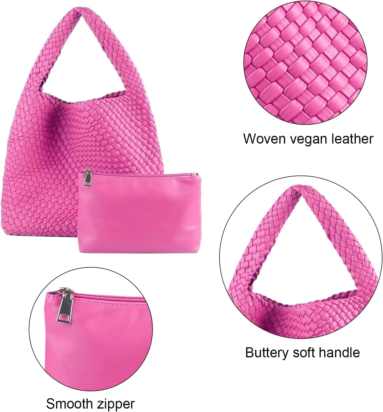 Woven Bag for Women, Vegan Leather Hobo Tote Bags, Top-handle Handmade Purse