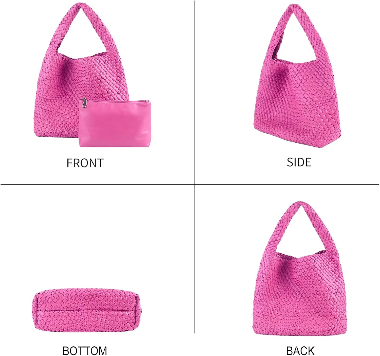 Woven Bag for Women, Vegan Leather Hobo Tote Bags, Top-handle Handmade Purse