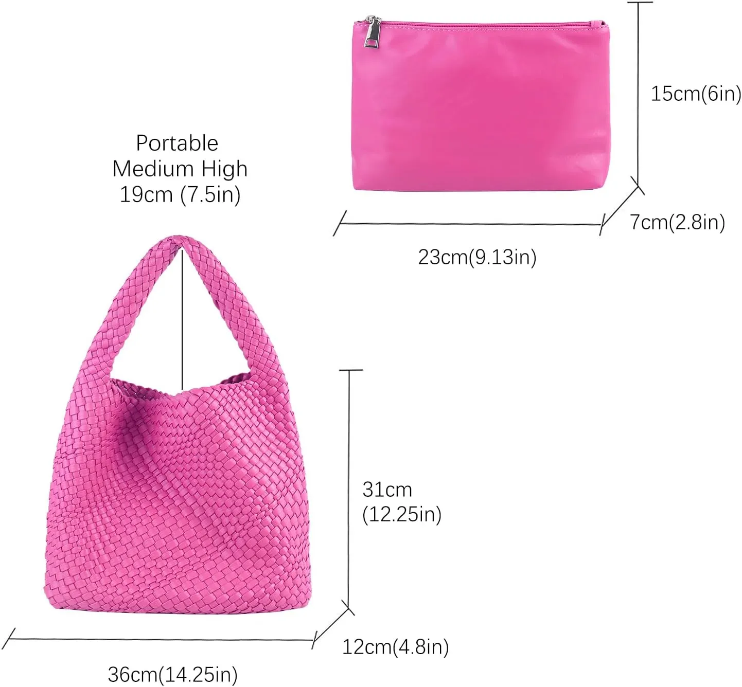 Woven Bag for Women, Vegan Leather Hobo Tote Bags, Top-handle Handmade Purse