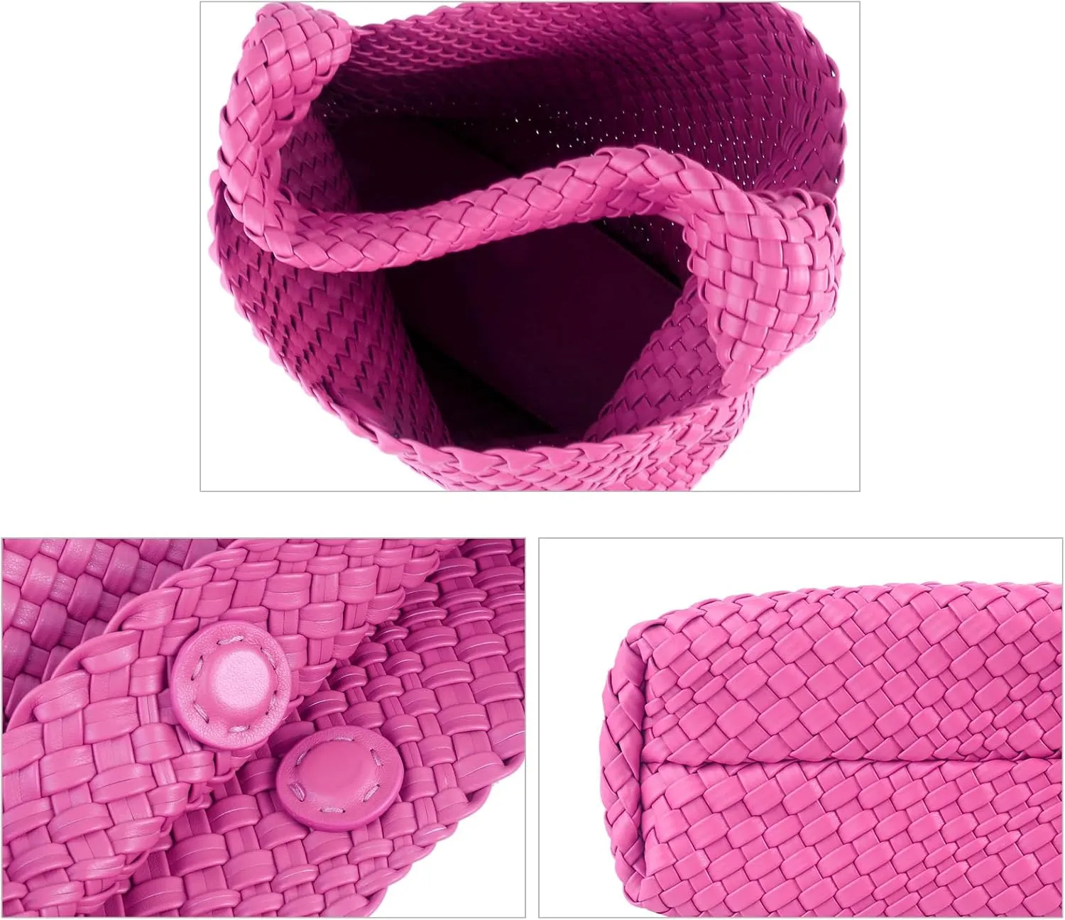 Woven Bag for Women, Vegan Leather Hobo Tote Bags, Top-handle Handmade Purse