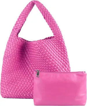 Woven Bag for Women, Vegan Leather Hobo Tote Bags, Top-handle Handmade Purse