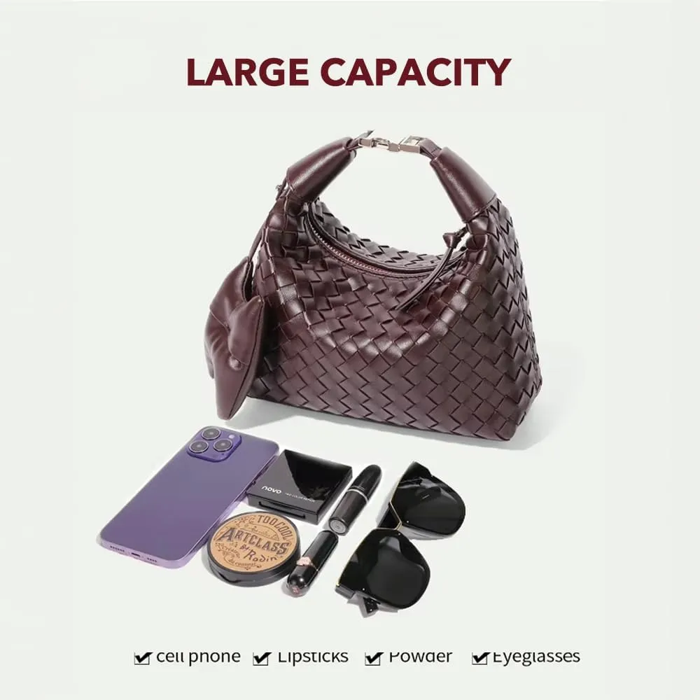 Woven Bag for Women Vegan Leather Top Handle Handbag Crossbody Bag Shoulder Bag Purses for Women