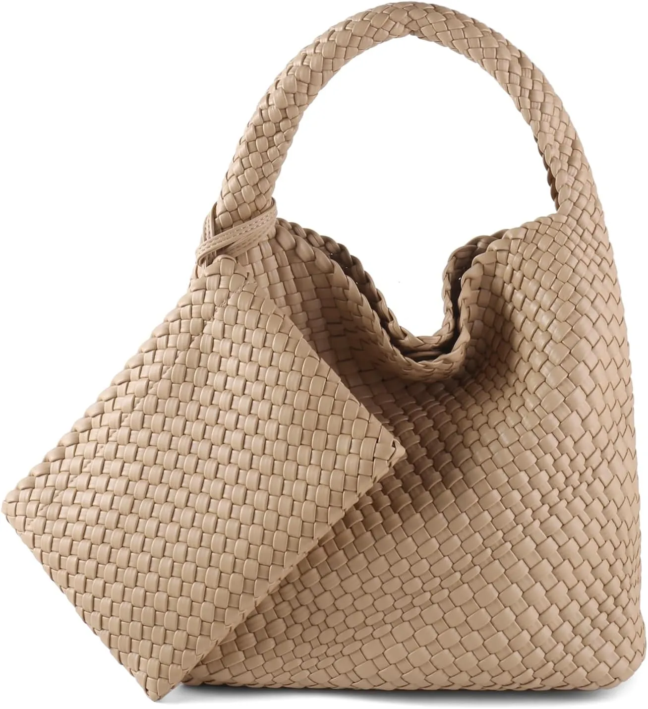 Woven Bag for Women Vegan Leather Tote Bag Large Summer Beach Travel Handbag and Purse Retro Handwoven Shoulder Bag
