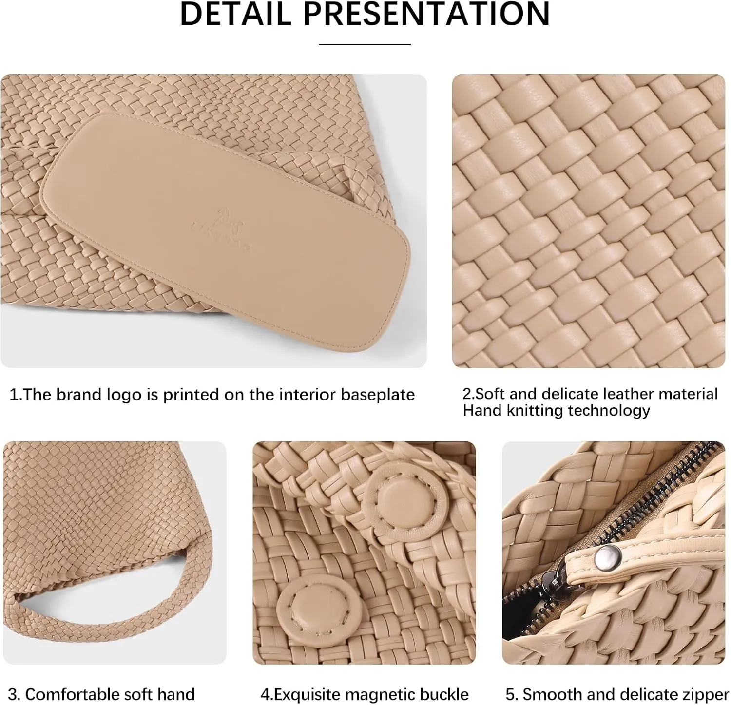 Woven Bag for Women Vegan Leather Tote Bag Large Summer Beach Travel Handbag and Purse Retro Handwoven Shoulder Bag