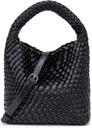 Woven Leather Bags for Women Knoted Women Handbag Designer Shoulder Bucket Purse Handmade Fashion Tote Hobo Bag Small